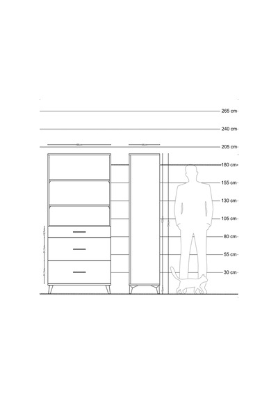 Hyperion Dolap 3 Raflı 3 Çekmeceli 88x44x195 Çam-aytaşı Çam