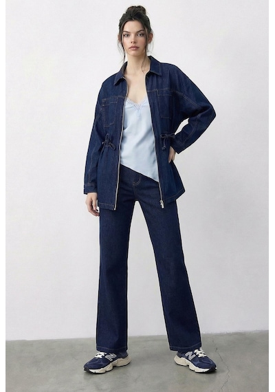 Shade Kadın Fermuarlı Belden Bağlamalı Cep Detaylı Denim Alt-üst Takım 60597 60286011 - Lacivert Shade Kadın Fermuarlı Belden Bağlamalı Cep Detaylı Denim Alt-üst Takım 60597 60286011 - Lacivert