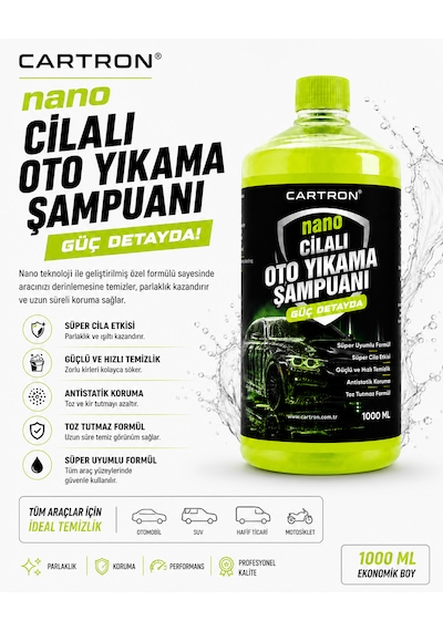 Cartron Nano Cilalı Oto Yıkama Şampuanı 1000ml