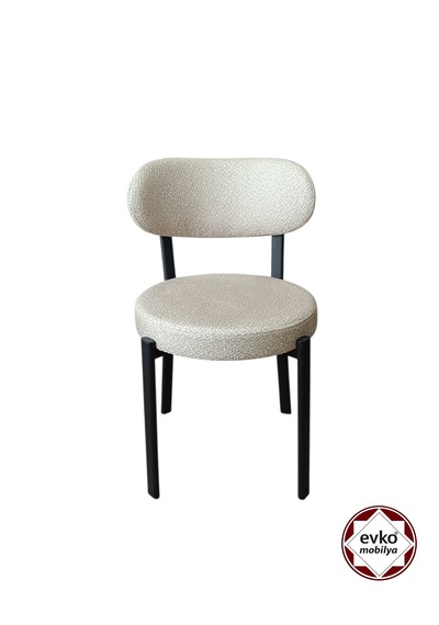 Evko Mobilya Smart Sandalye, Mutfak Salon Sandalyesi, 2 Adet Sandalye, Metal Sandalye, Yemek Sandalyesi, Otel Cafe Restoran Sandalyesi Krem