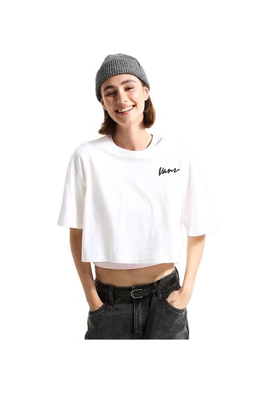 Vans Classic Script Kadın Beyaz T-shirt - Vn000qdf