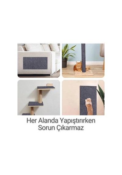 Beylini Kedi Tırmalama Halısı Yapışkanlı Her Yüzeye Uygulanabilir Kesilebilir Mobilya Koruyucu Mat Gri, 40x50