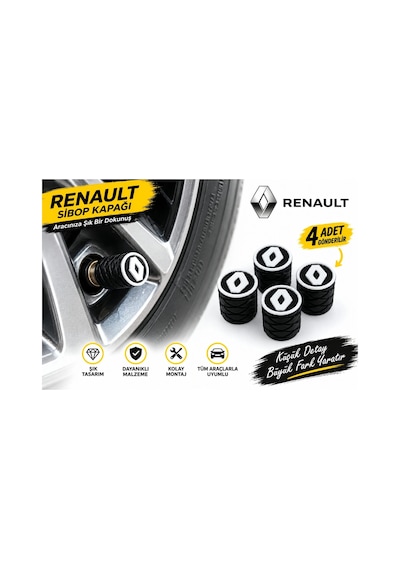 Renault Sibop Kapağı , Yeni Tip Renault Araç Lastik Sibop Kapağı , Yeni Logo Renault Araç Tekerlek S