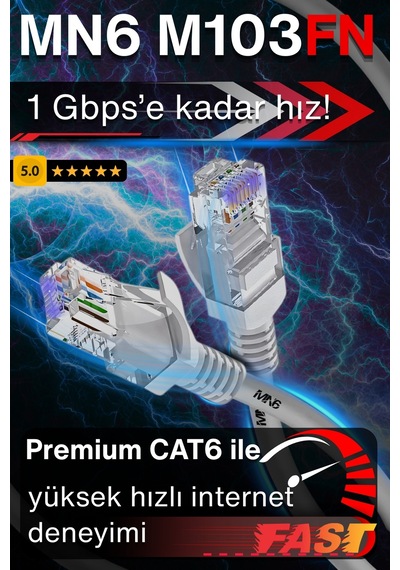 Mn6 M103fn 2 Metre Ethernet Kablo/utp/gigabit Destekli/2 Metre Cat6 Kablo/iç Mekan Uyumlu