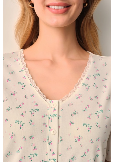 Suwen Hera Gömlek Yaka Pijama Takımı Sh26614660b338 Ekru