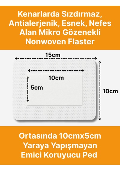 Steril Yara Pedi, Nonwowen 10cmx15cm Pansuman Yara Örtüsü, Steril Tekli Paketlerde 25li Kutuda