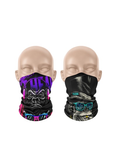 Dair Maymun Desenli 2'li Set Boyunluk Bandana Outdoor Balaklava Yüz Maskesi Kafa Bandı