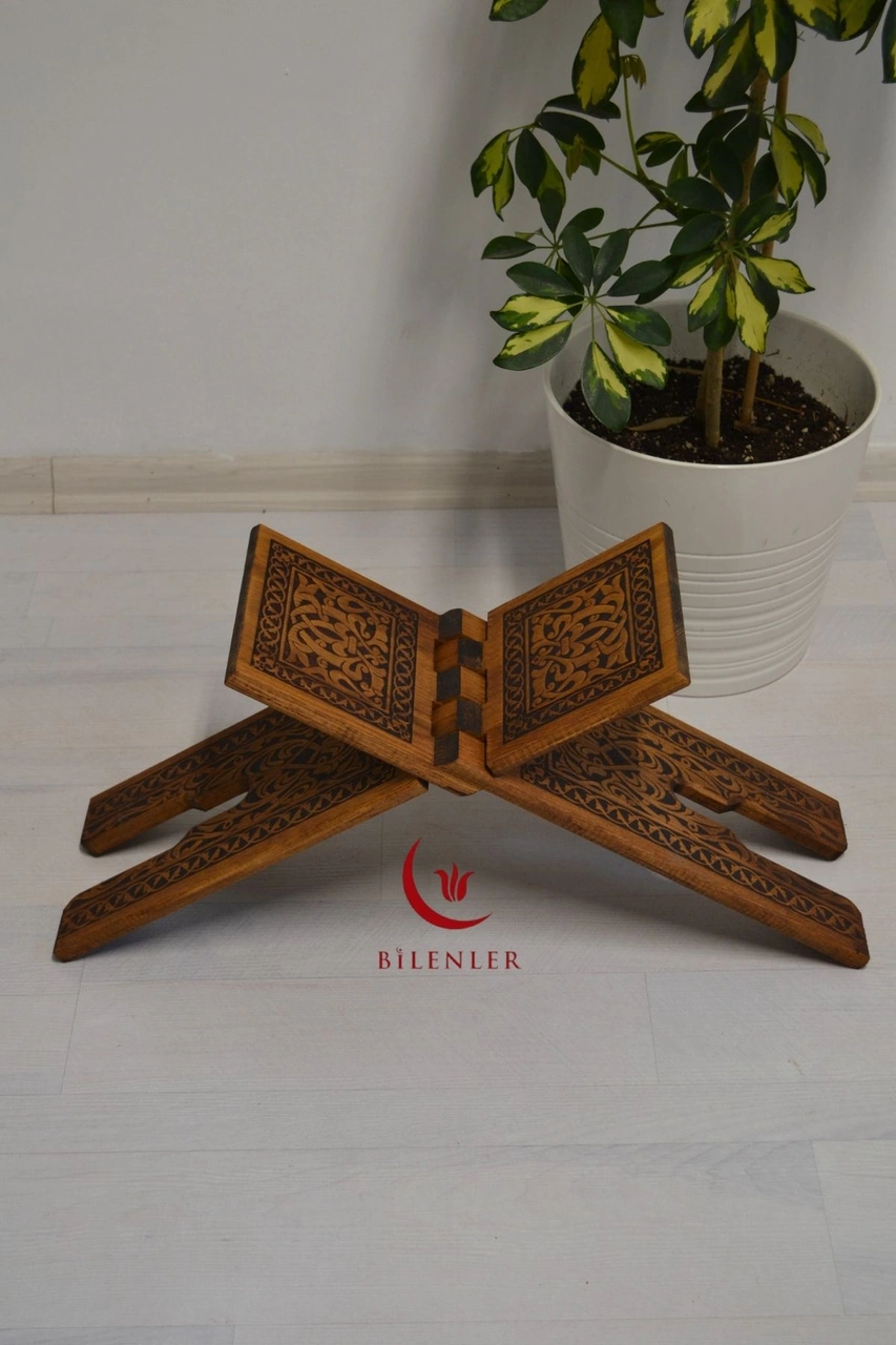 Kur An-ı Kerim Rahlesi Selçuklu Büyük Boy 18x65cm Yakma İşçilikli
