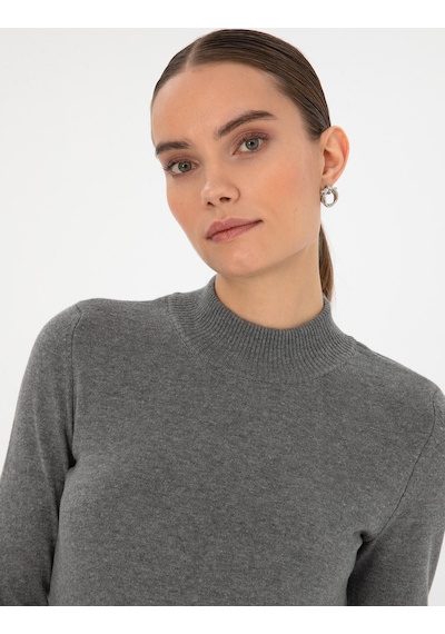 Pierre Cardin Kadın Gri Melanj Kazak /triko 50315768-vr086 Gri Melanj