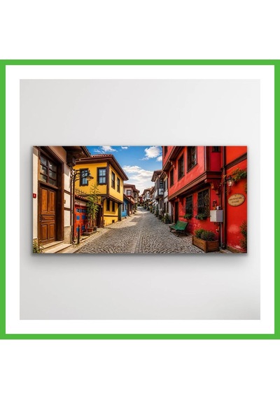Vaveni Eskişehir Odun Pazarı Kanvas Tablo 40x80 Cm Arz Çok Renkli