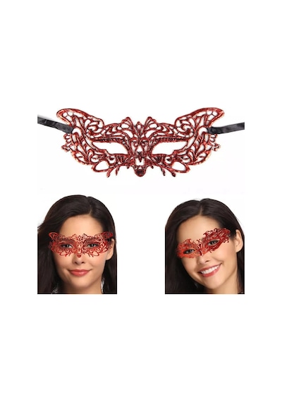 Kırmızı Dantel Masquerade Maskesi 9 No - Zmff-582111 18