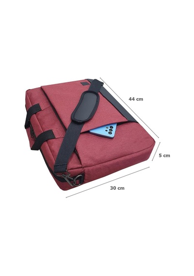 Gbmotion 3 Bölmeli Evrak Laptop El Omuz Çantası 17,3 İnç Bordo