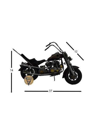 Dekoratif Nostaljik Metal Vintage Chopper Rustik Mootosiklet Kahve