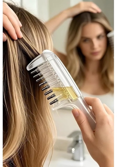 Duffa Serum Dağıtıcılı Saç Bakım Tarağı - Saç Kökü Besleyici Ve Masaj Etkili Yağ Aplikatörü - S