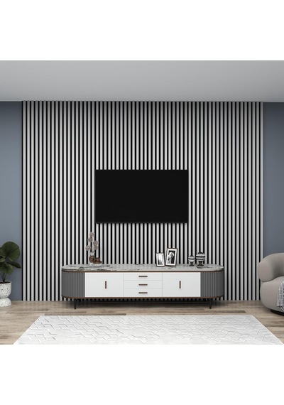 Tr Akustik Mdf Duvar Paneli Akupanel Duvar Dekor Profili Ses Yalıtım Ve Dekor Çıtası 61x278 Cm Gri Diğer