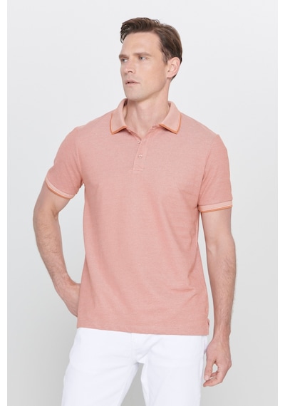 Ac&Co / Altınyıldız Classics 4A4820200047Ktes Düğmeli Polo Yaka Cepsiz Slim Fit Erkek Tişört Kiremit - Bej