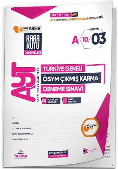 2026 Ayt ÖSYM Tüm Arşivi Karma Kara Kutu Çıkmış Soru Türkiye Geneli D. Çözümlü Deneme 10/3.kitapçık