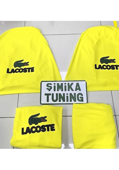 Lacoste Sarı Otomobil Servis Kılıfı Ön Ve Arka 4parça Takım 1.kalite Likrali Penye Yıkanabilir Her A 1 Takım