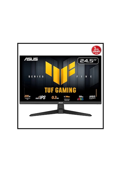Asus Tuf Gamıng Vg259q5a 24,5" 0.3ms, 200hz, Full Hd, Dp, 2xhdmı, Hoparlör, Ips Panel, Elmb Sync Pre