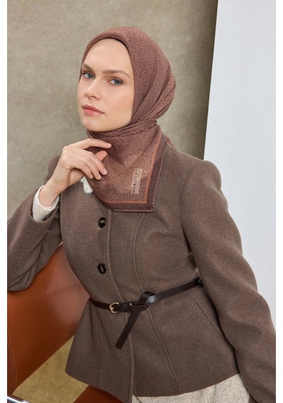 Silk Home Labirent Desen Lyocell Monare Eşarp - 6424 Acı Kahve