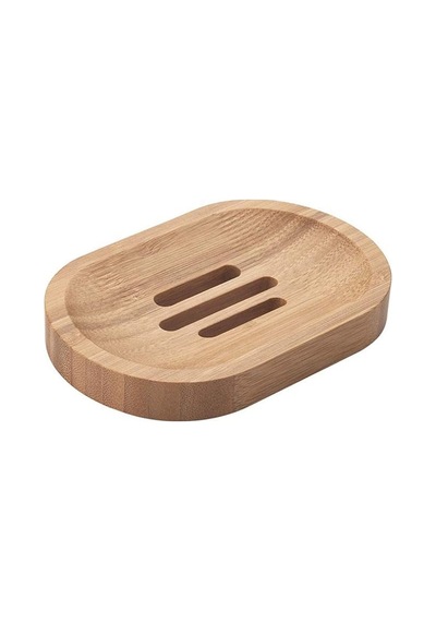 Bambu Katı Sabunluk Mutfak Banyo Ahşap Sabun Kutusu Oval Delikli