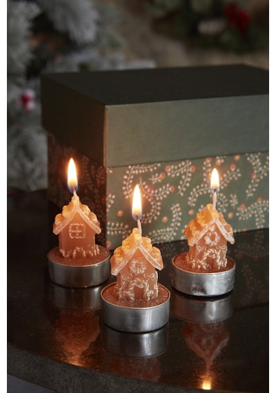 Karaca Home New Year Yılbaşı 24 Ginger House 3'lü Tealight Mum 1 153.09.01.1743
