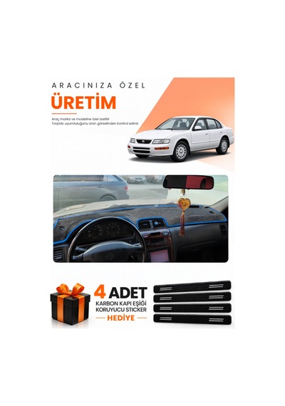 Nissan Maxima A32 1994-1999 Uyumlu Torpido Koruma Örtüsü Oto Kılıfı - Siyah Mavi