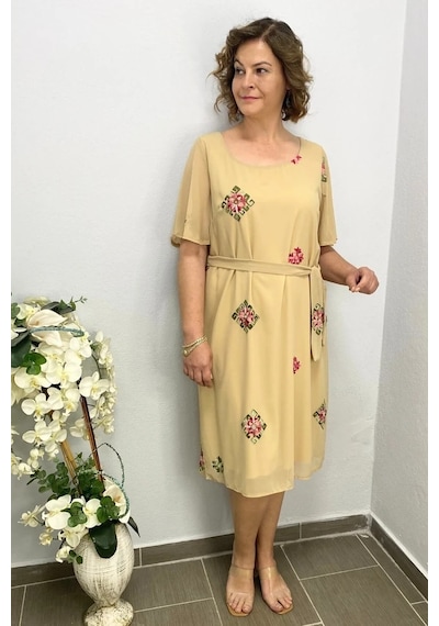 Mia Butik Kadın Sarı Şifon Elbise Sarı