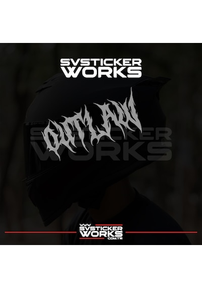 Outlaw Yazılı Kask Sticker Tüm Kasklar Uyumlu Tek Yön 1 Adet Gri