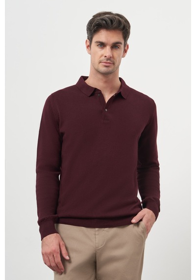 Morven Erkek Bordo Basic Polo Yaka Dynamic Fit Rahat Kesim Triko 27kc017002750 Bordo