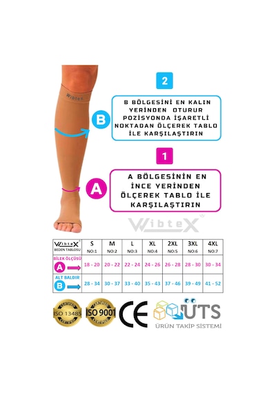 Wibtex Varis Çorabı Ten Rengi CCL2 2XL Açık Diz Altı