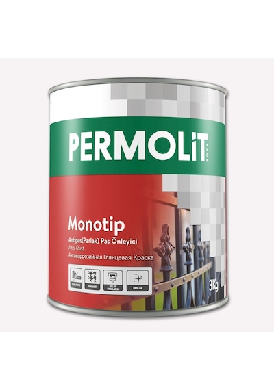 Permolit Monotip Antipas (Parlak) Pas Önleyici Metal Boyası