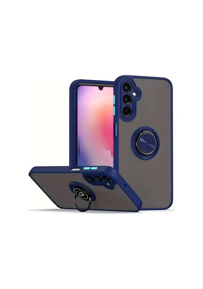 Newface Samsung Galaxy S25 Kılıf Montreal Yüzüklü Silikon Kapak - Lacivert
