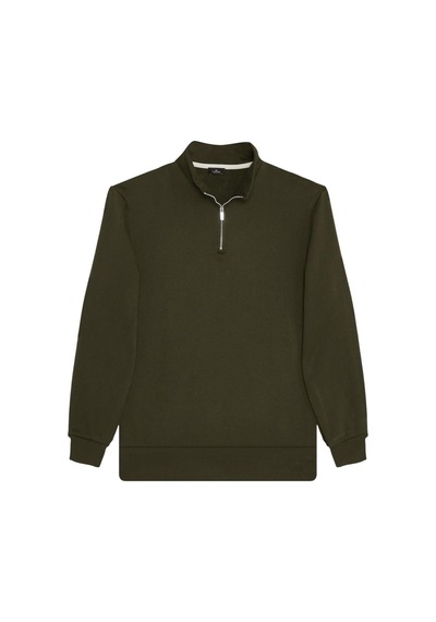 Tudors Unisex 3'lü Paket Lacivert-kahverengi-yeşil Relax Fit Pamuklu Yarım Fermuarlı Dik Yaka Sweatshirt-41764 Çok Renkli