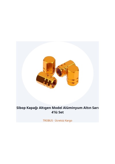 Trobus Sibop Kapağı Altıgen Model Alüminyum Altın Sarı 4'lü Set
