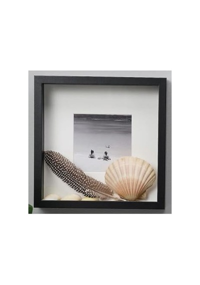 Ikea Sannahed 25x25 Cm Siyah Derin Kutu Çerçeve, Ahşap Fotoğraf Resim Çerçevesi Açık Bej