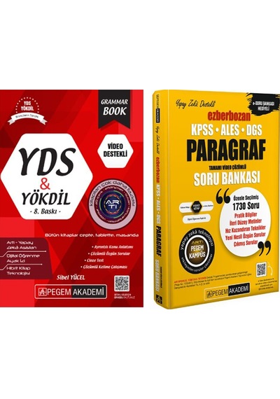 Pegem Yayınları Yds Yökdil Grammar Book Ve Ezberbozan Paragraf Soru Bankası Seti 2 Kitap