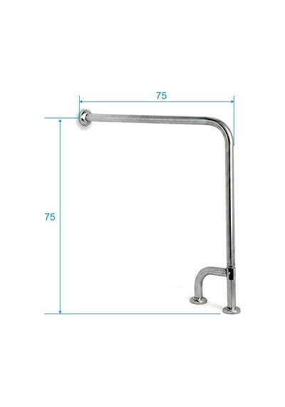 Aqua Bagno Mafsallı Basic Engelli Tutunma Barı 75x75 Cm Paslanmaz Çelik Zemin Destekli Banyo Barı Krom