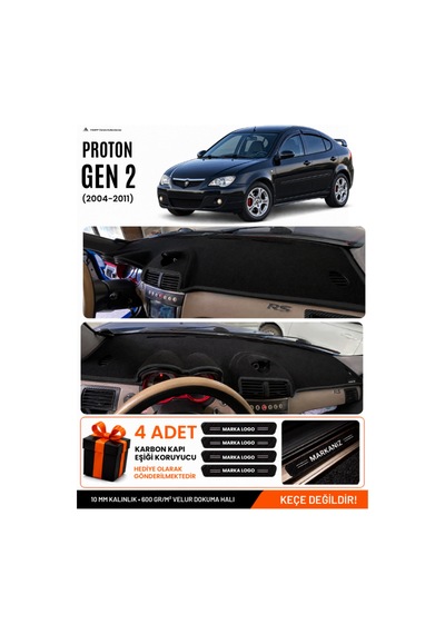 Proton Gen 2 2004-2011 Uyumlu Torpido Koruma, Torpido Örtüsü, Torpido Kılıfı - Siyah - Pr001