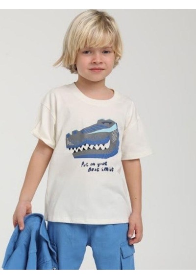 Jack Lions Erkek Çocuk Pamuklu Dinazor Baskılı Tshirt-15584 Ekru