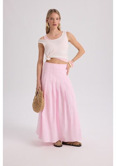 Mai Collection Mai Studios Co. Sera Pile Detay Pembe Uzun Etek Pembe