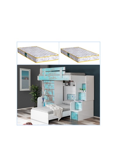 Setaymobilya Ranza, Summer Ranza 2 Kapaklı Dolap Karyola + 2 Comfort Yatak