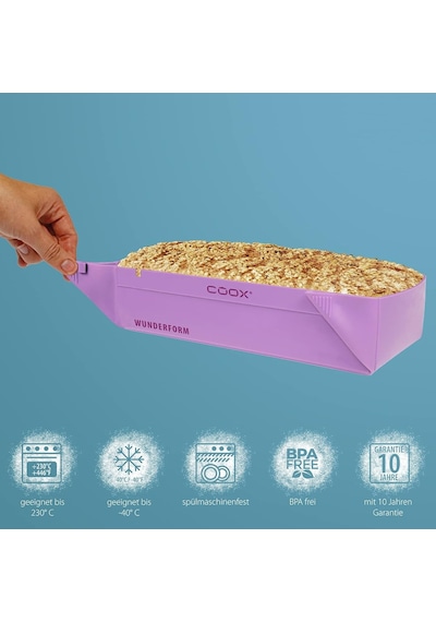Coox Wunderform Basic L, Leylak, İlk Katlanabilir Kutu Kalıbı, Yer Tasarrufu Sağlayan Pişirme Kalıbı, Yüksek Kali Genel