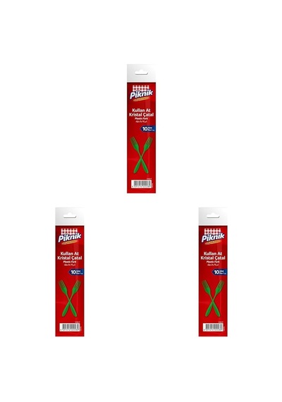 Piknik Kullan-at Kristal Çatal 10'lu Renk'li 1442 3lü Paket