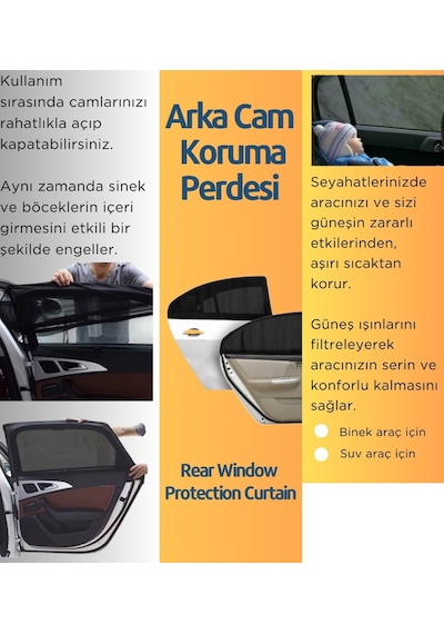 Space Arka Cam Güneşlik Koruma Perdesi Binek Araçlar İçin Paket İçeriği 2 Adettir.
