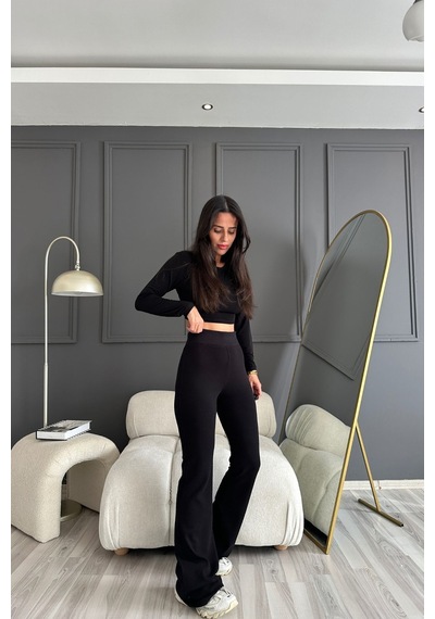 Style Of Style Yüksek Bel Likralı İspanyol Pantolon siyah