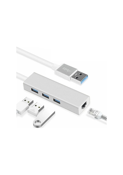 3 Bağlantı Noktalı Usb3.0 To 3usb3.0 10 100 Mbps Ethernet Kablolu Çevirici