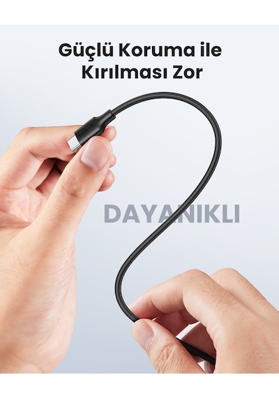 Ugreen Usb-c 60w 3a Qc Pd Hızlı Şarj Kablosu, 0,5 Metre, Siyah, 50996 Standart