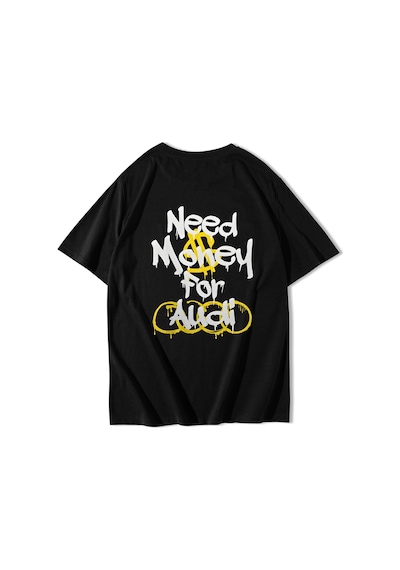 Brz Collectıon Brz Collection Unisex Oversize Yellow-white Need Money For Audi T-shirt Siyah