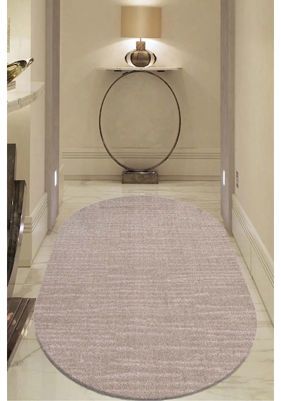 Raschel Carpet Moopy Oval Bej Bukleli Yumuşak Soft Dokuma Yolluk Halı Salon Halısı Lp1007a Bej Bej